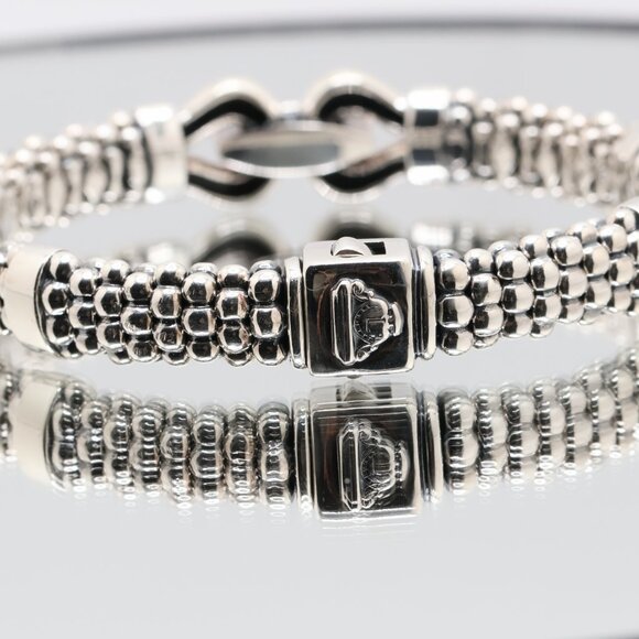 Authentic Lagos Caviar Sterling Silver 16 Cluster Diamond Bracelet - Picture 8 of 10